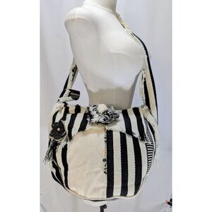 Hernan Zajar Cartera Dalis NWT Black‎ White Woven Shoulder Bag Rare